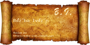Bába Iván névjegykártya